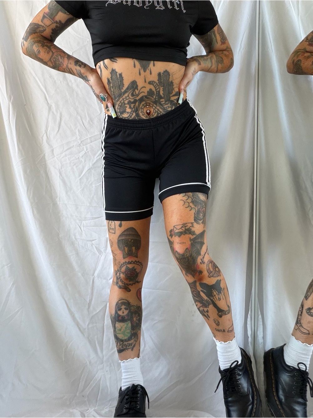 Black Adidas youth M ( 22”-28” waist) elastic waist athletic shorts